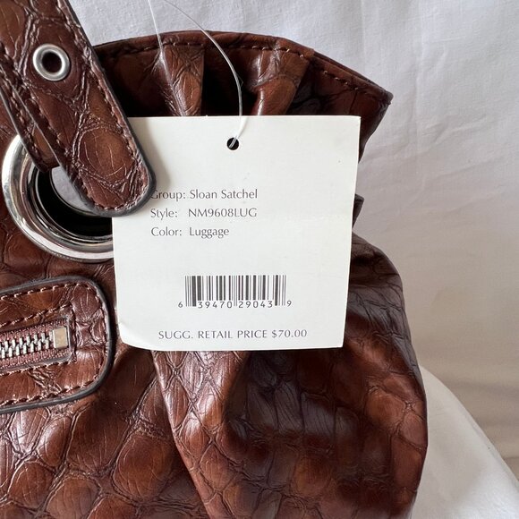 nicole by Nicole Miller Sloan Satchel Brown Crocodile Pattern Shoulder Bag, NWTS - Picture 2 of 14